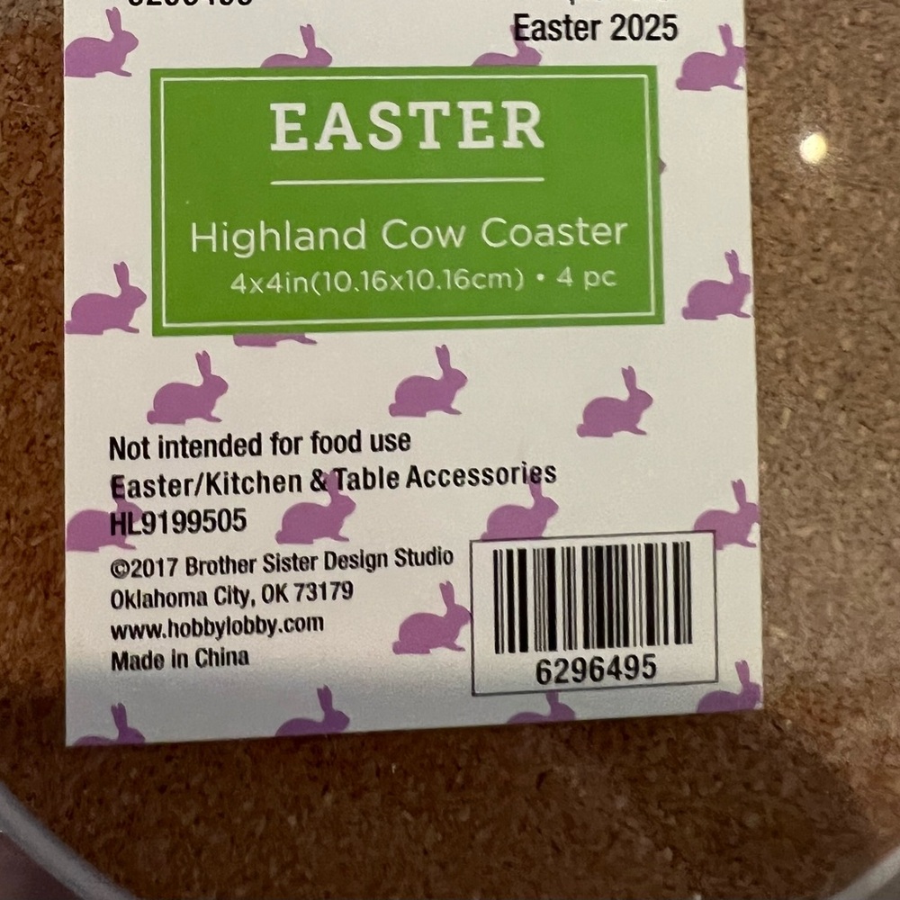 Adorable Floral Highland Cow Coasters- Set of 4- NWT - Picture 2 of 2